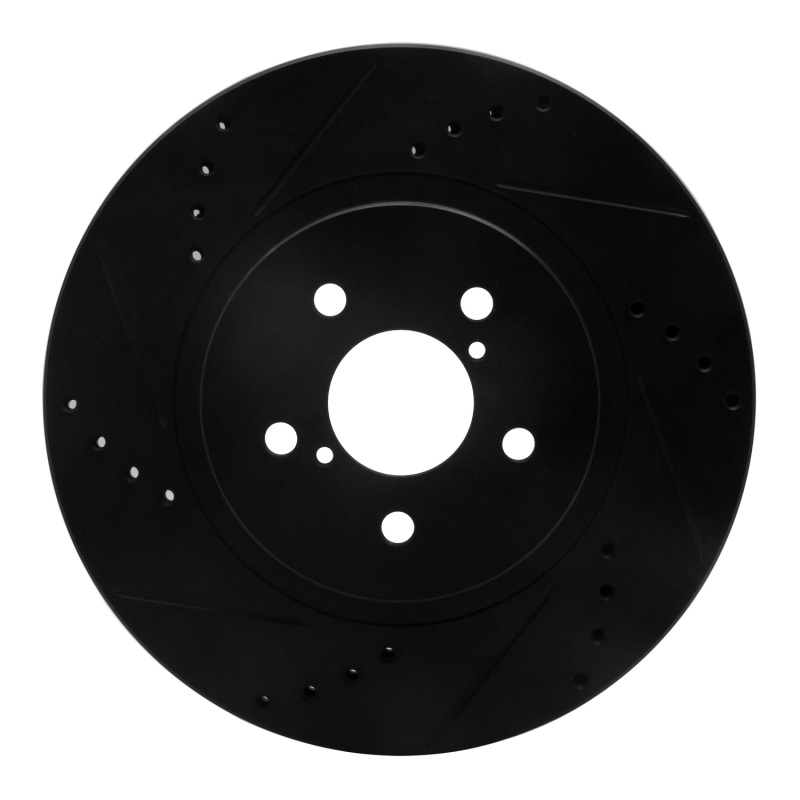 Subaru Crosstrek Brake Rotor (1) - Front Left - R1 Concepts - Drilled & Slotted - Black - `17-`23